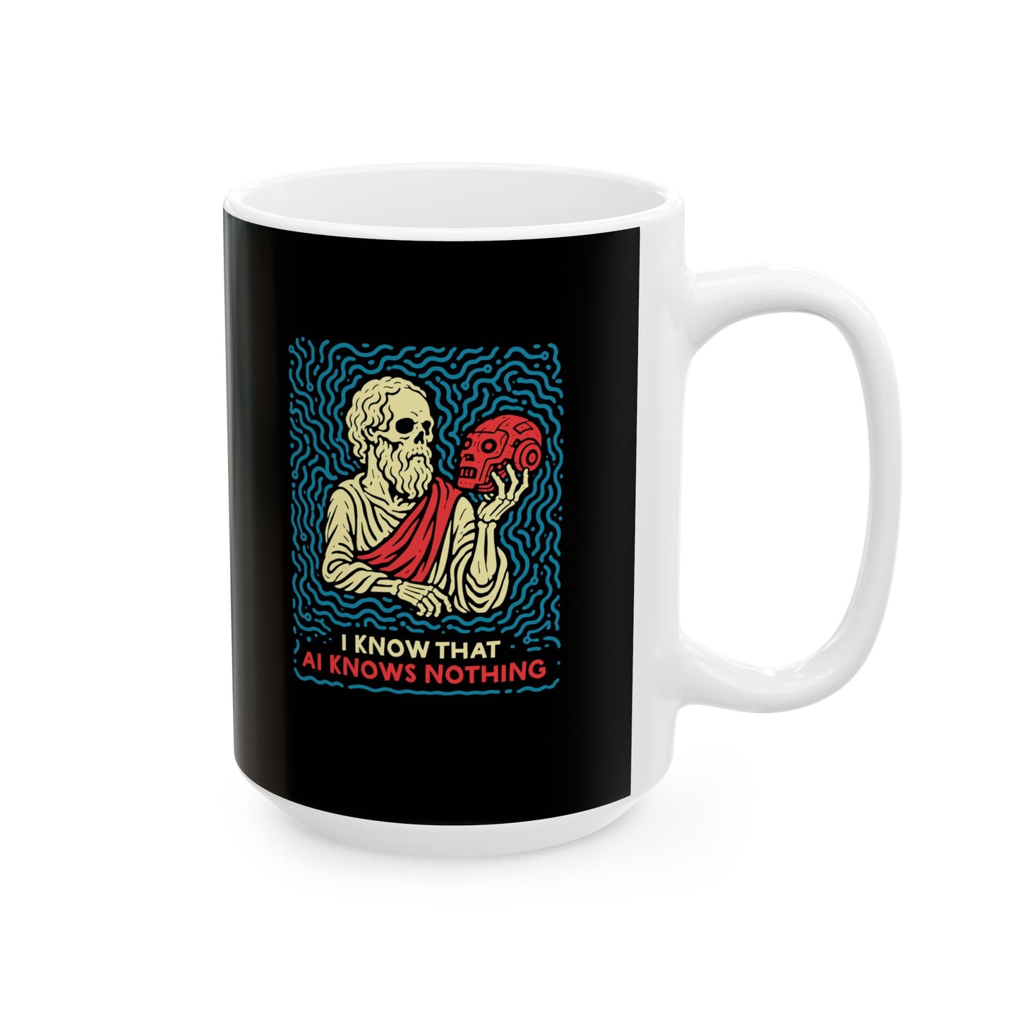 Socrates AI Knows Nothing Ceramic Mug, (11oz, 15oz)