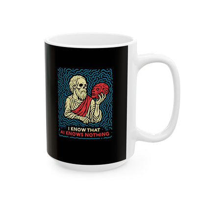 Socrates AI Knows Nothing Ceramic Mug, (11oz, 15oz)