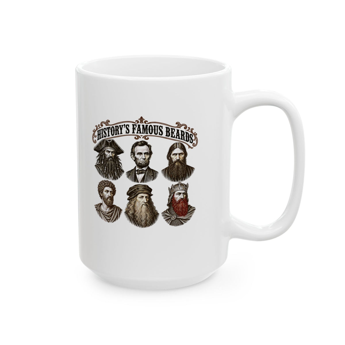History's Famous Beards Engraving Ceramic Mug, (11oz, 15oz)