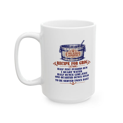 Kings Godsend Grog Recipe Ceramic Mug, (11oz, 15oz)