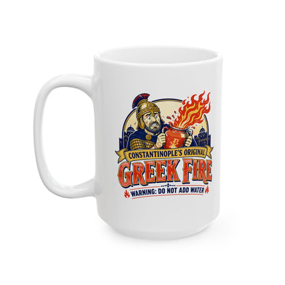 Byzantine Greek Fire Warning Ceramic Mug, (11oz, 15oz)
