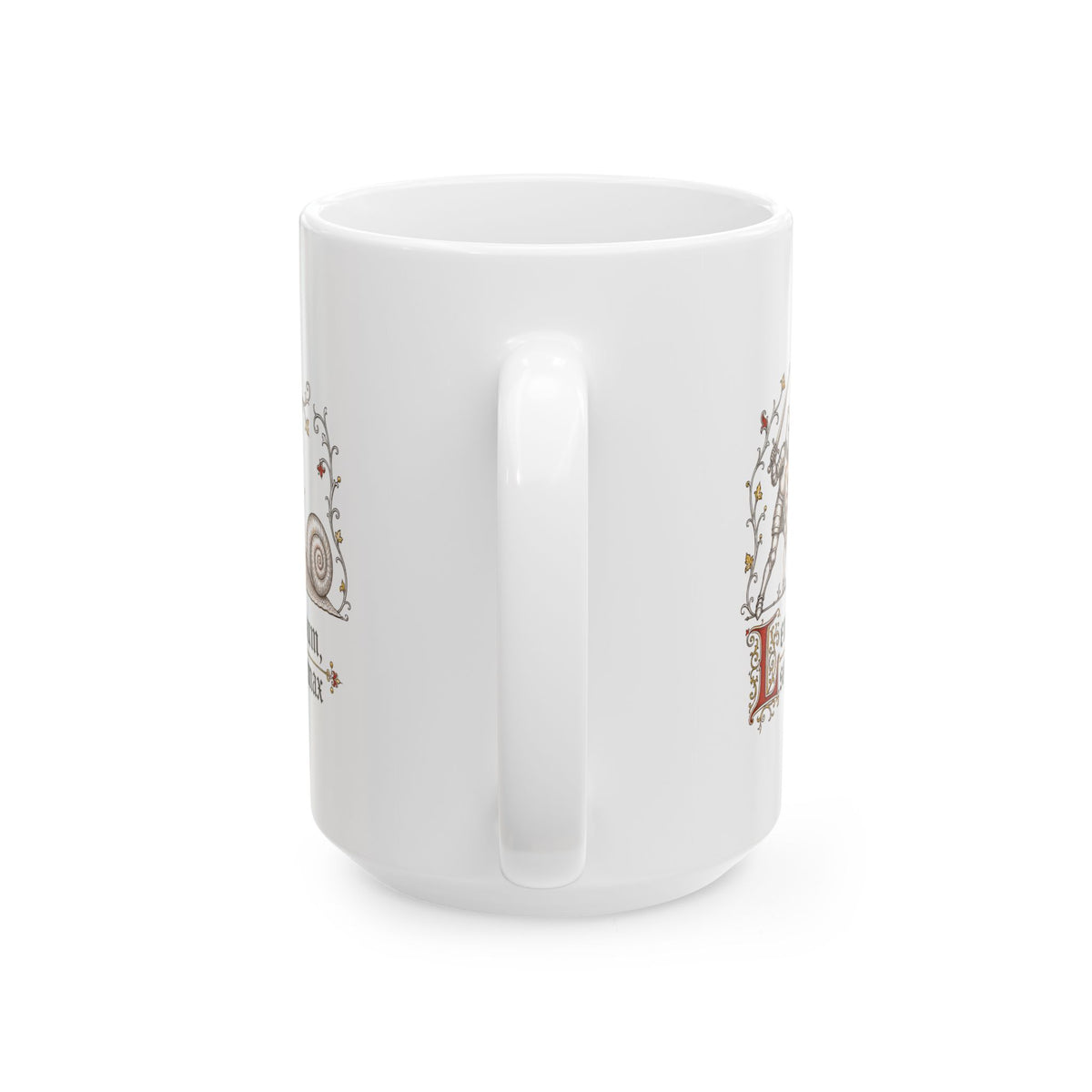 Knight vs Snail Marginalia Slow but Persistent Ceramic Mug, (11oz, 15oz)
