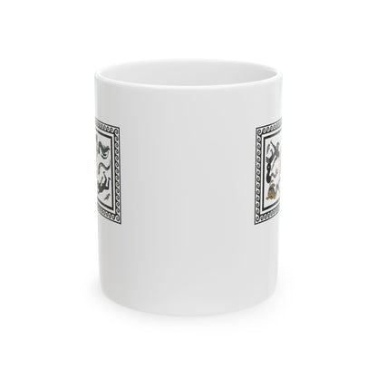 Marine Fish Scene Pompeii Mosaic Ceramic Mug, (11oz, 15oz)