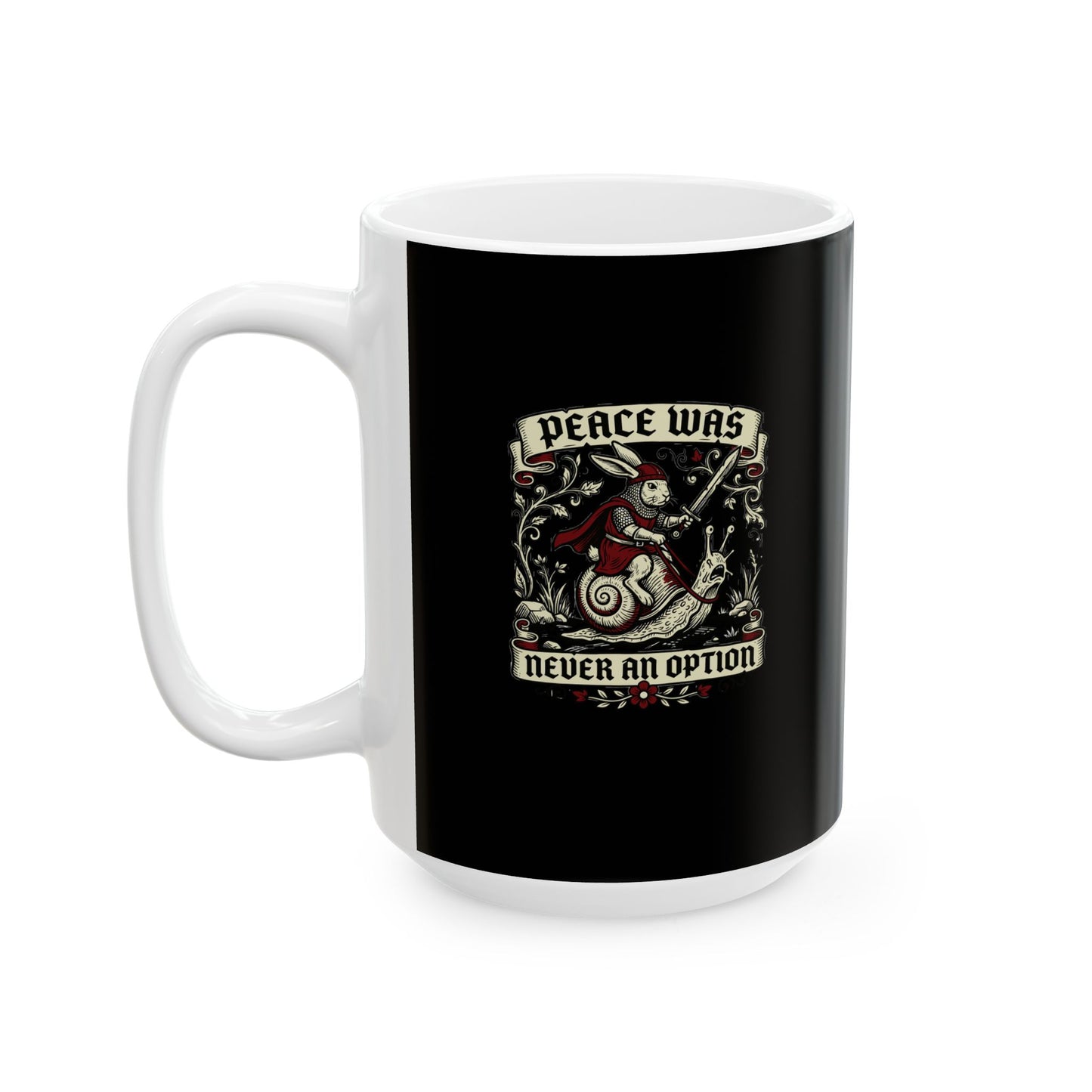 Marginalia Rabbit Peace Not Option Ceramic Mug, (11oz, 15oz)