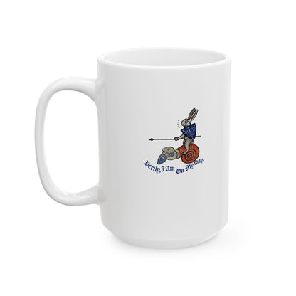Medieval Marginalia Rabbit Snail Ceramic Mug, (11oz, 15oz)