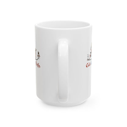 Cold Calculated Fluffy Rabbit Archer Medieval Marginalia Ceramic Mug, (11oz, 15oz)