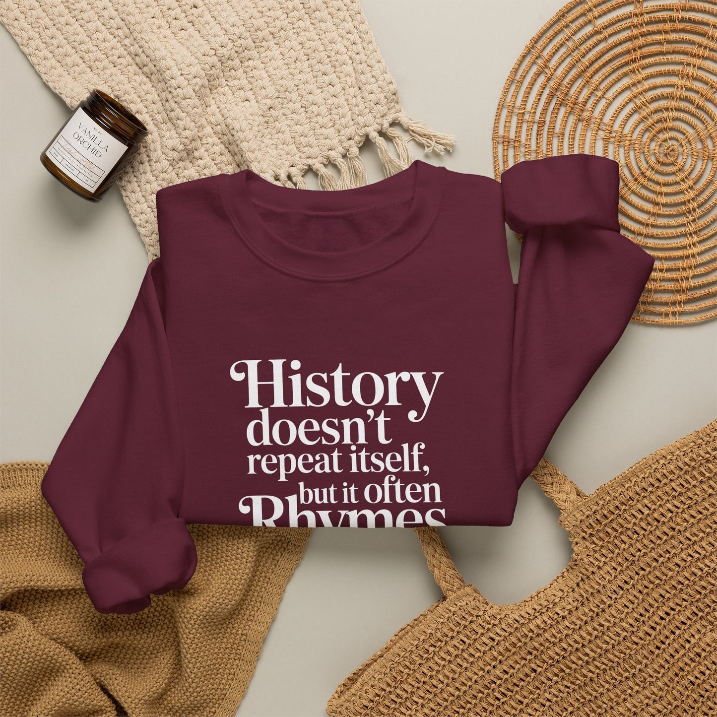 Mark Twain History Doesn't Repeat Quote Unisex Heavy Crewneck Sweatshirt