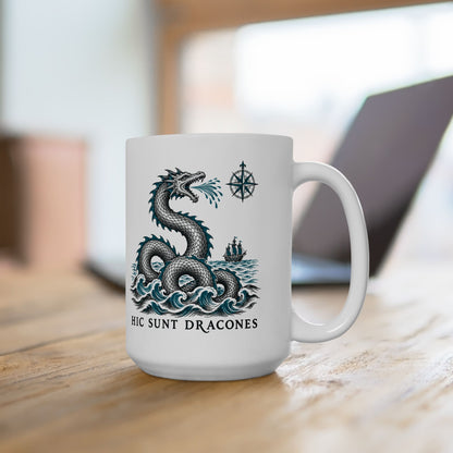 Hic Sunt Dracones Sea Serpent Ceramic Mug, (11oz, 15oz)