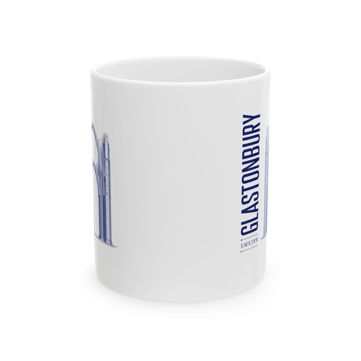 Glastonbury Abbey Blueprint Ceramic Mug, (11oz, 15oz)