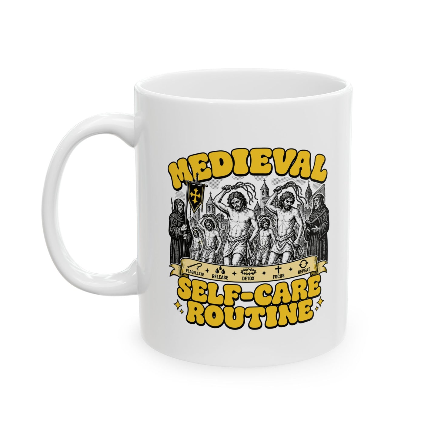 Flagellants Medieval Self Care Ceramic Mug, (11oz, 15oz)