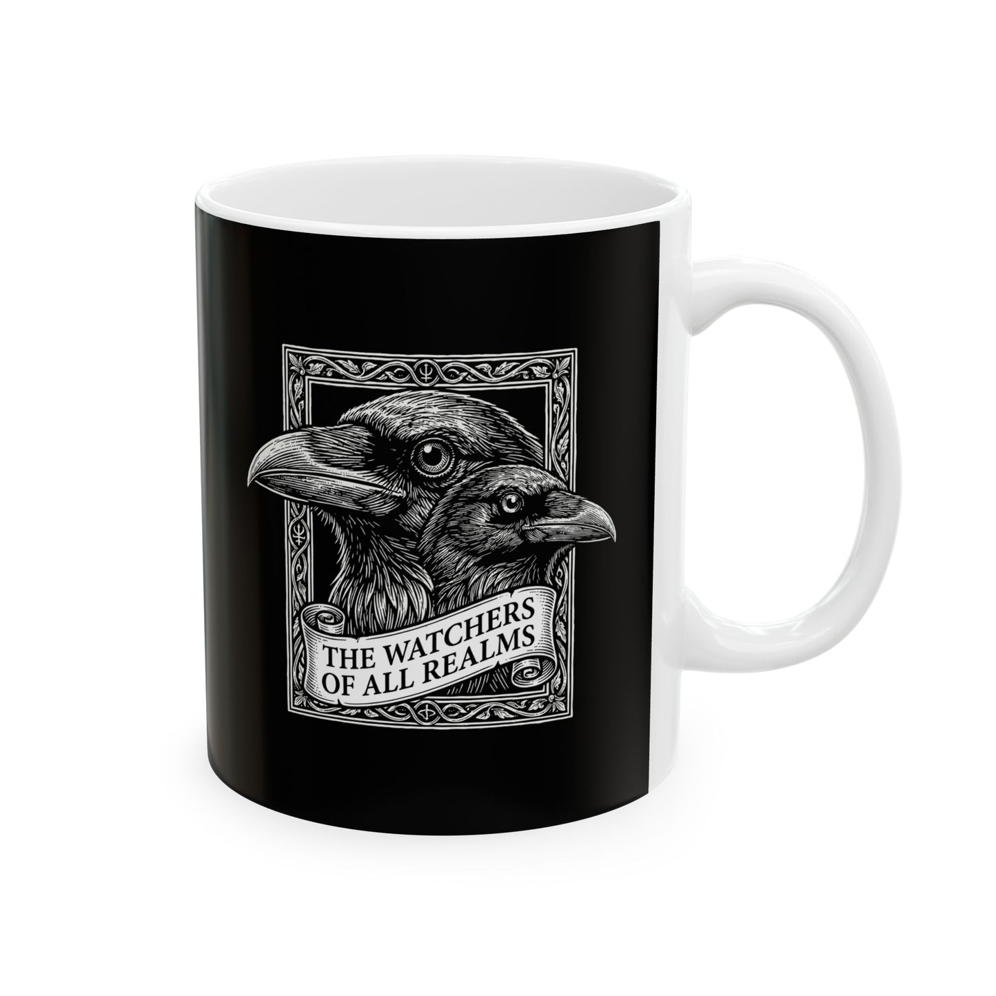 Huginn and Muninn Odin Ravens the Watchers Ceramic Mug, (11oz, 15oz)