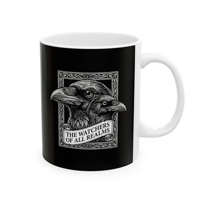 Huginn and Muninn Odin Ravens the Watchers Ceramic Mug, (11oz, 15oz)
