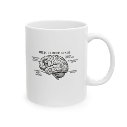 History Buff Brain Ceramic Mug, (11oz, 15oz)