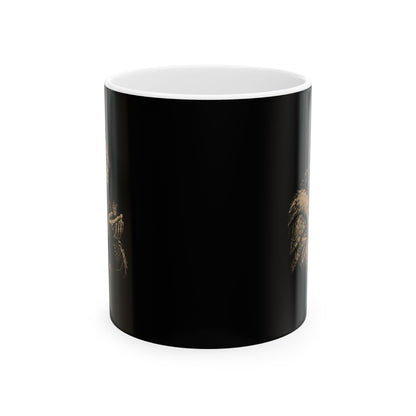 Genghis Khan Holding a Butterfly Ceramic Mug, (11oz, 15oz)