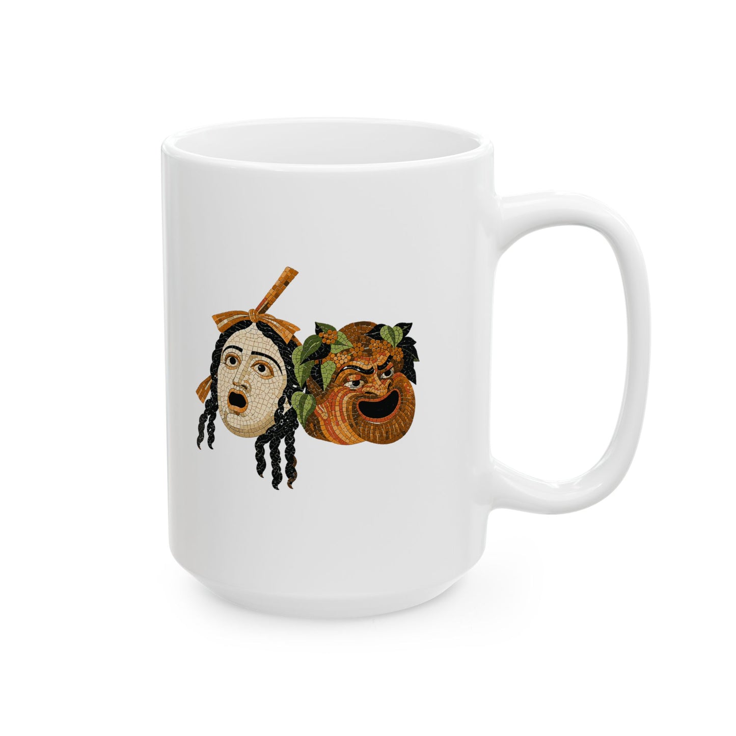 Theatre Masks Pompeii Mosaic Ceramic Mug, (11oz, 15oz)