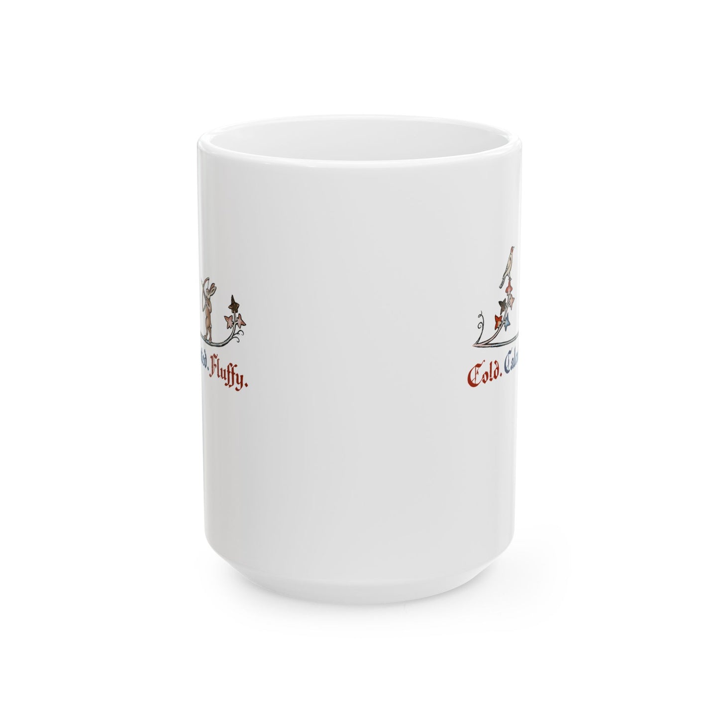 Cold Calculated Fluffy Rabbit Archer Medieval Marginalia Ceramic Mug, (11oz, 15oz)