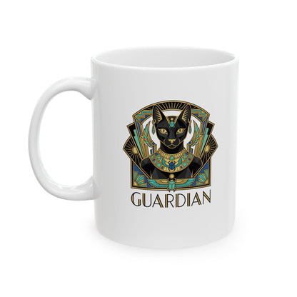 Bastet Guardian Art Deco Ceramic Mug, (11oz, 15oz)