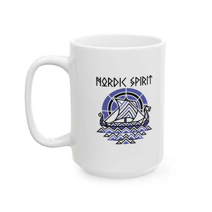 Norid Spirit Viking Longbow Modernist Ceramic Mug, (11oz, 15oz)