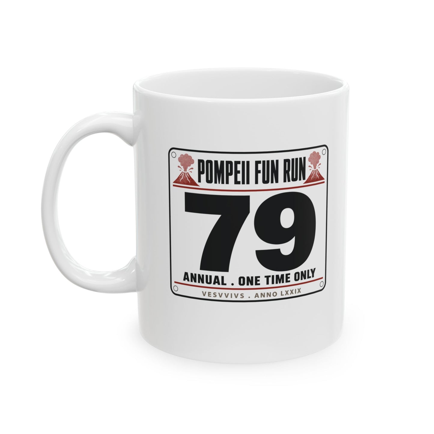 Pompeii Fun Run Race Bib Ceramic Mug, (11oz, 15oz)