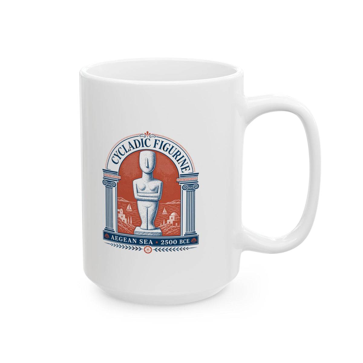 Cycladic Figurine 2500 Aegean Sea Ceramic Mug, (11oz, 15oz)
