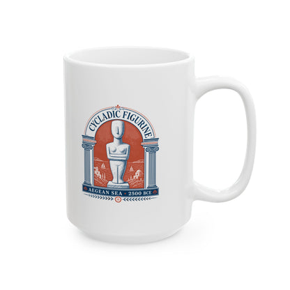 Cycladic Figurine 2500 Aegean Sea Ceramic Mug, (11oz, 15oz)