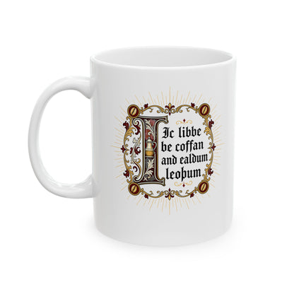 I Live on Coffee Poetry Old English Ceramic Mug, (11oz, 15oz)