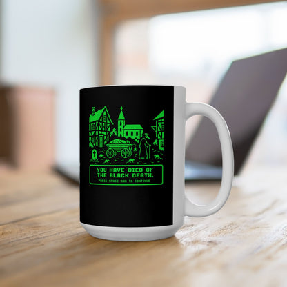 8 Bit Died of Black Plague Ceramic Mug, (11oz, 15oz)