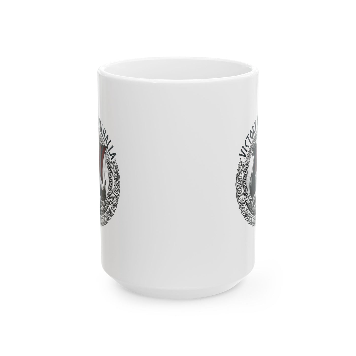 Victory or Valhalla Viking Longship Ceramic Mug, (11oz, 15oz)