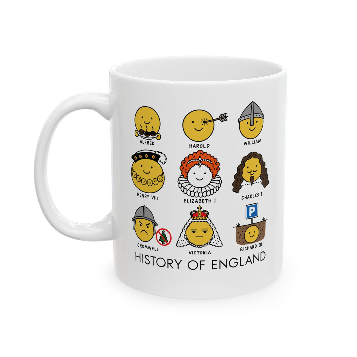A Humorous History of England Grid Ceramic Mug, (11oz, 15oz)