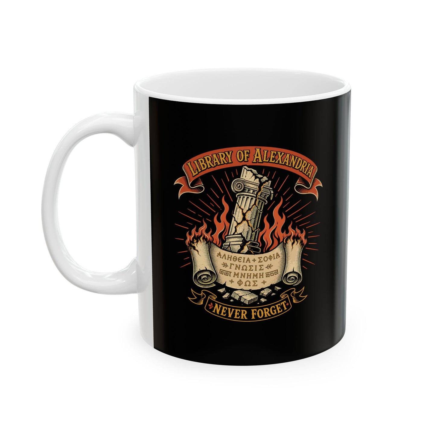 Library of Alexandria Never Forget Ceramic Mug, (11oz, 15oz)