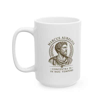 Marcus Aurelius Focus on Present Ceramic Mug, (11oz, 15oz)
