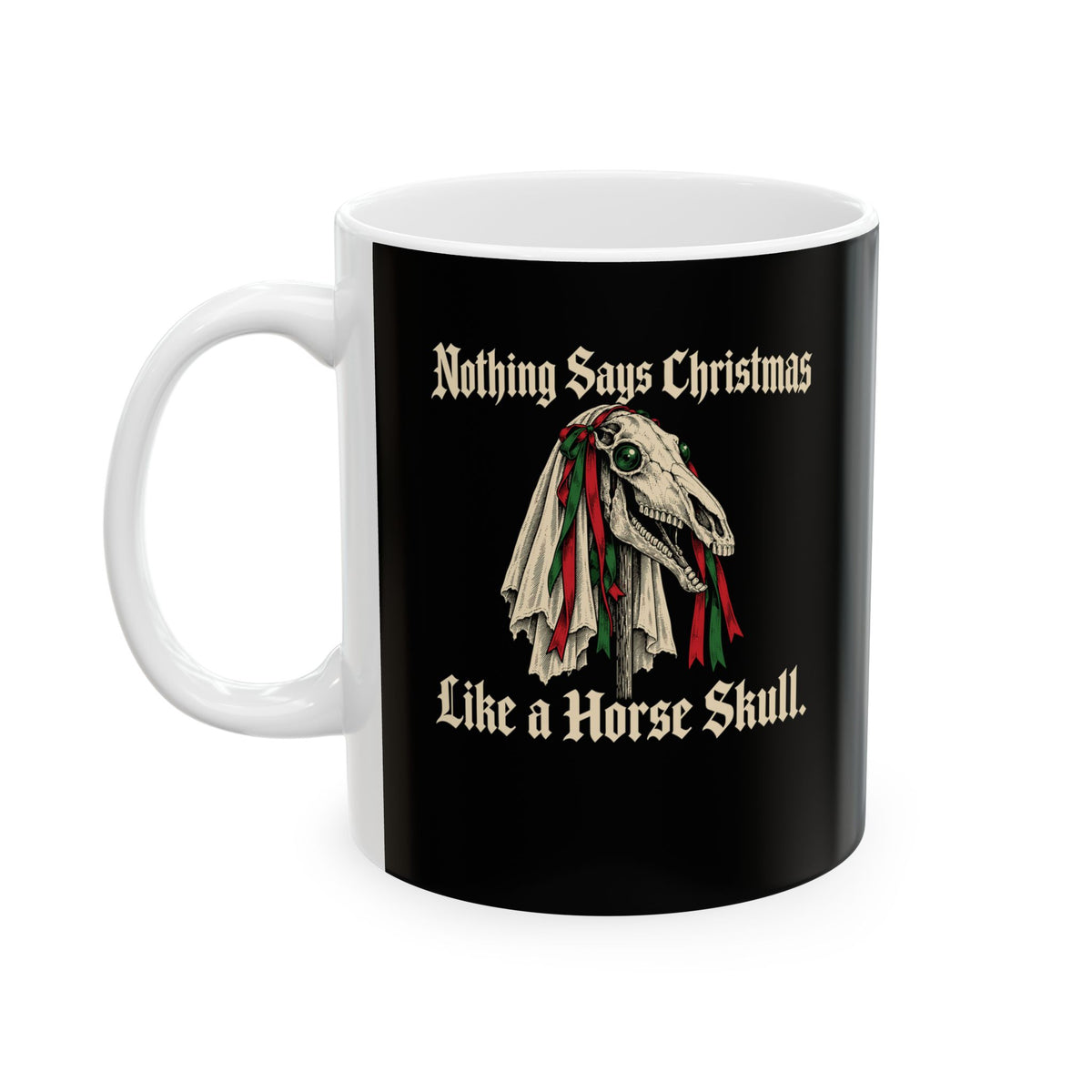 Mari Lwyd Horse Skull Ceramic Mug, (11oz, 15oz)