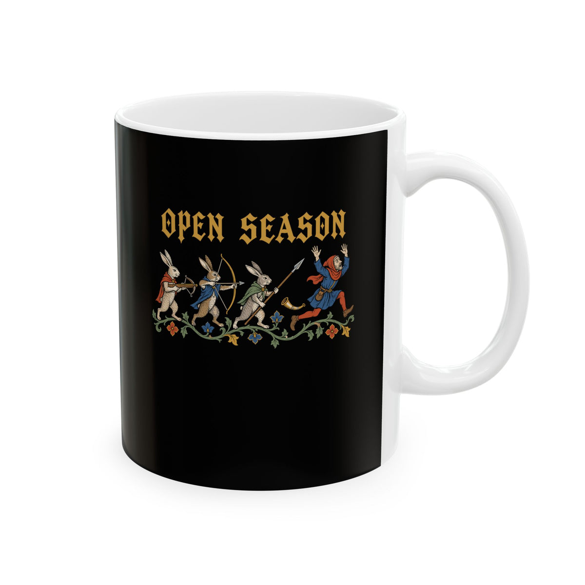 Open Season Medieval Marginalia Rabbits Ceramic Mug, (11oz, 15oz)