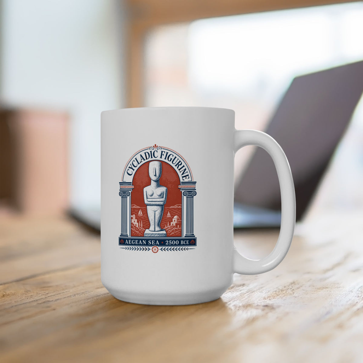 Cycladic Figurine 2500 Aegean Sea Ceramic Mug, (11oz, 15oz)