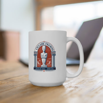 Cycladic Figurine 2500 Aegean Sea Ceramic Mug, (11oz, 15oz)