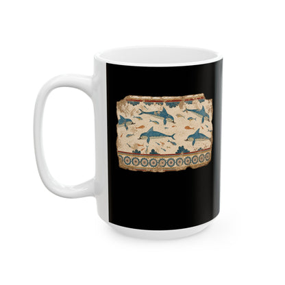 Minoan Dolphin Fresco Fragment Ceramic Mug, (11oz, 15oz)