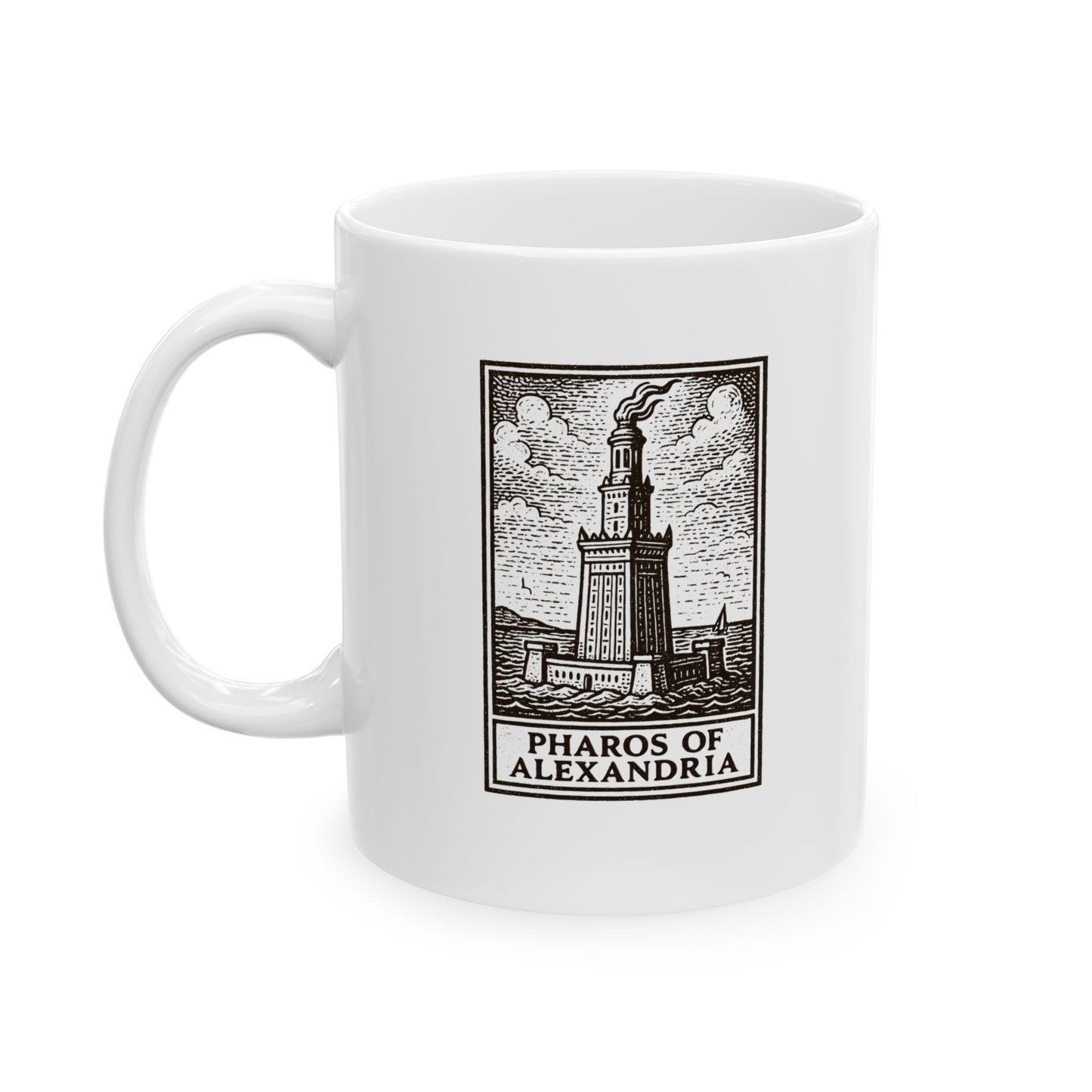 Pharos Stamp Ceramic Mug, (11oz, 15oz)