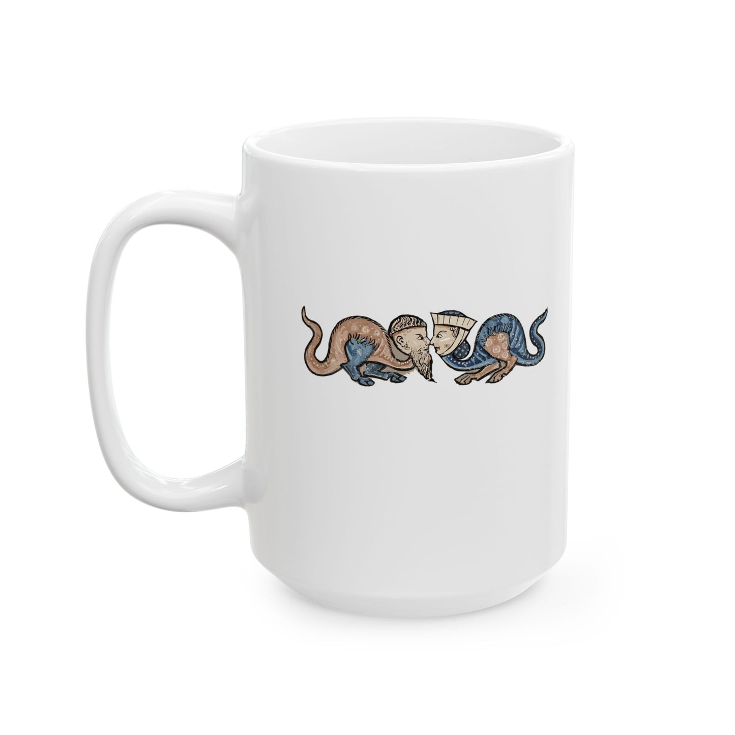Monk vs Noble Woman Strange Creatures Medieval Marginalia Ceramic Mug, (11oz, 15oz)