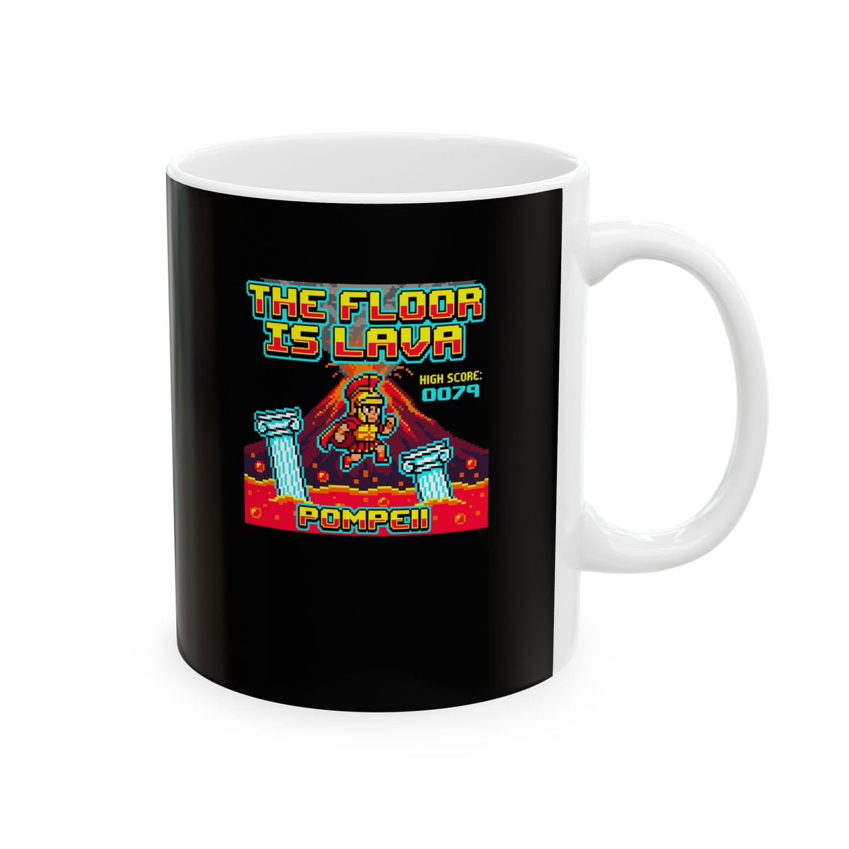 Pompeii Floor is Lava 8 Bit Ceramic Mug, (11oz, 15oz)
