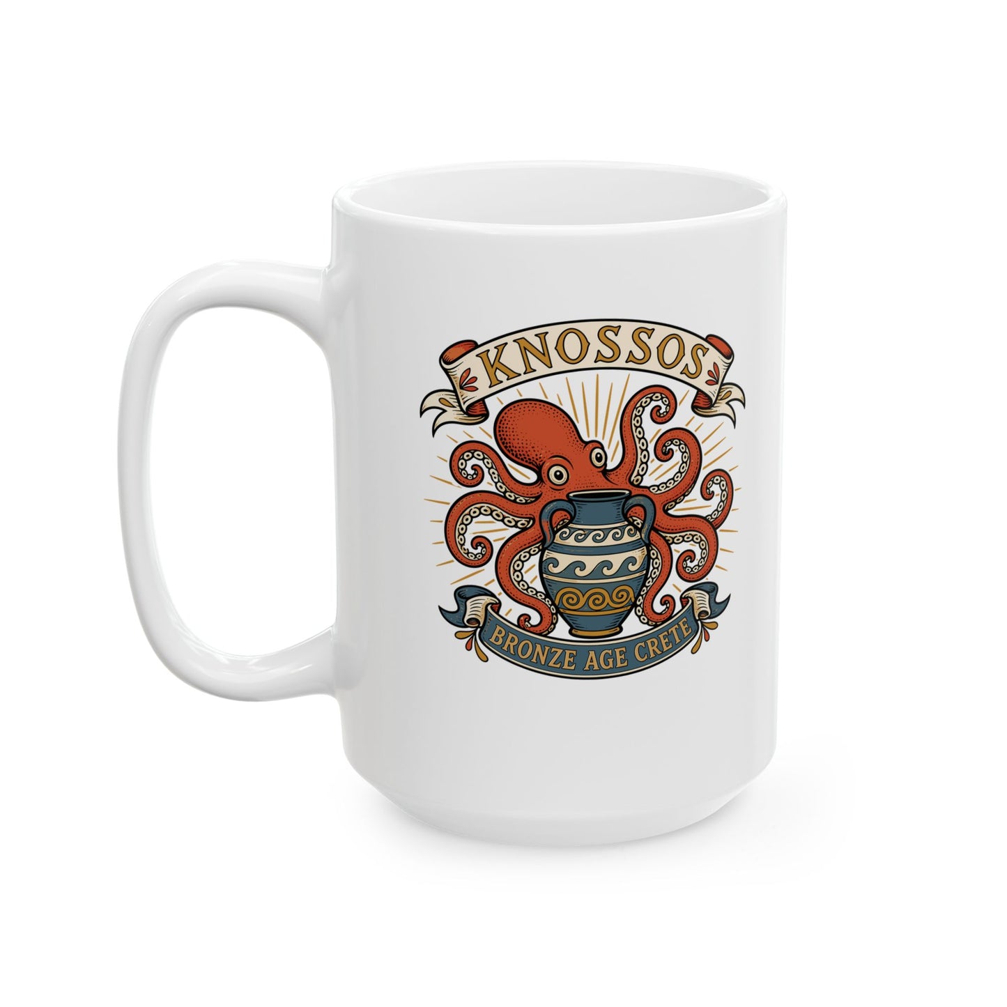 Knossos Bronze Age Crete Octopus Ceramic Mug, (11oz, 15oz)