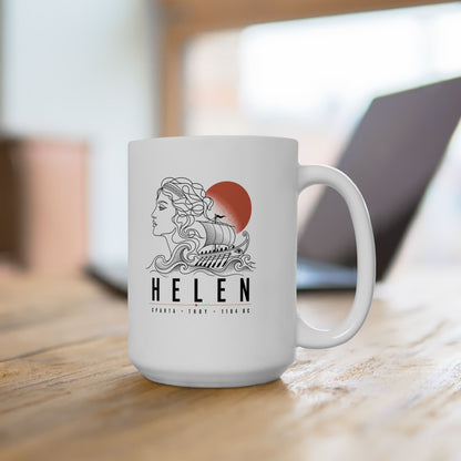 Helen of Troy Line Art Ceramic Mug, (11oz, 15oz)