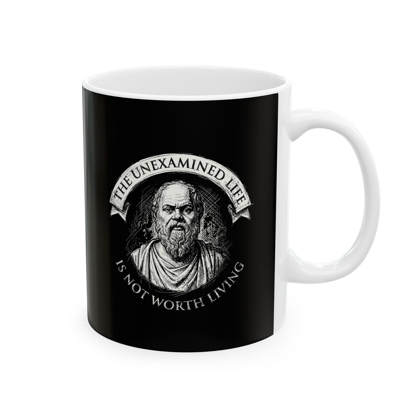 Socrates An Unexamined Life Is Not Worth Living Quote Ceramic Mug, (11oz, 15oz)