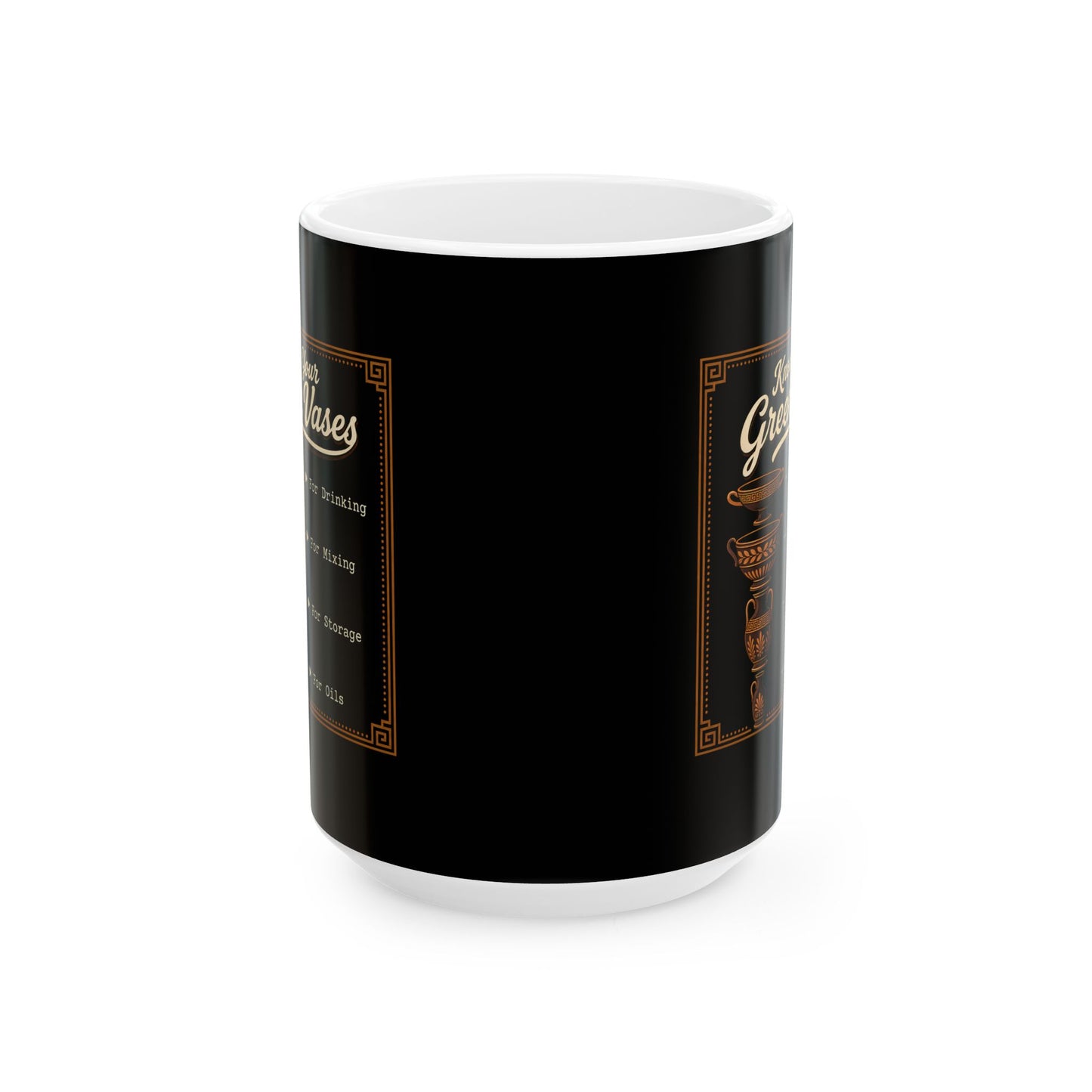 Know Your Greek Vases Coffee Menu Ceramic Mug, (11oz, 15oz)