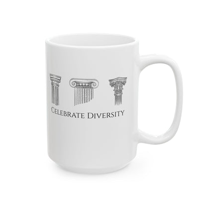 Celebrate Diversity Greek Columns Ceramic Mug, (11oz, 15oz)