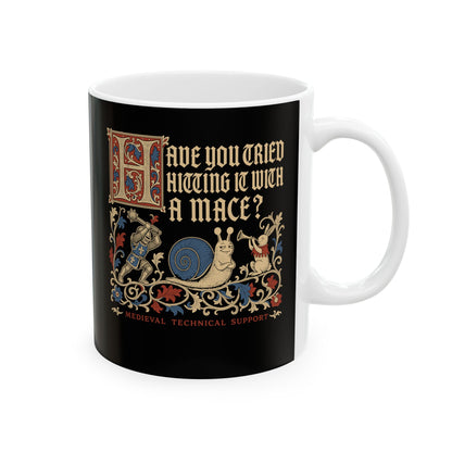 Medieval Technical Support Knight Snail Mace Ceramic Mug, (11oz, 15oz)