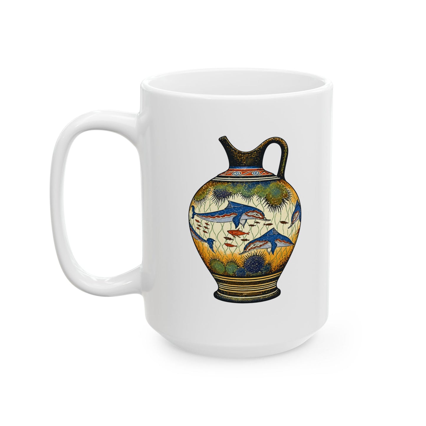 Minoan Dolphin Vase Ceramic Mug, (11oz, 15oz)