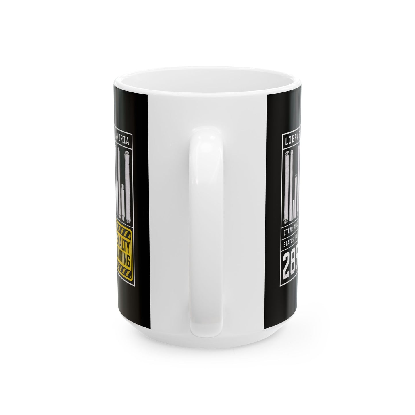 Library of Alexandria Fatally Overdue Scroll Ceramic Mug, (11oz, 15oz)