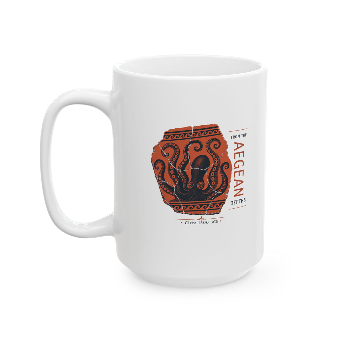 Minoan Octopus Pottery Sherd Ceramic Mug, (11oz, 15oz)