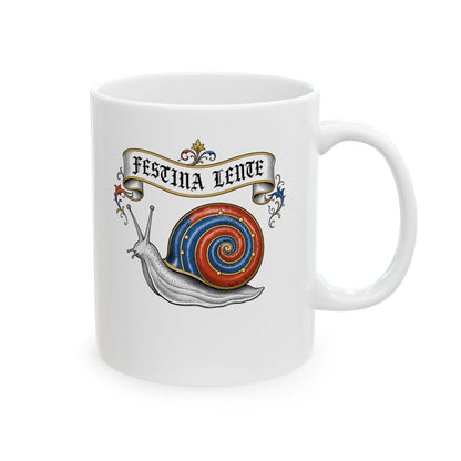 Hurry Slowly Snail Marginalia Ceramic Mug, (11oz, 15oz)