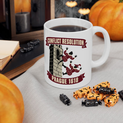 Prague Defenestration Conflict Resolution Poster Ceramic Mug, (11oz, 15oz)